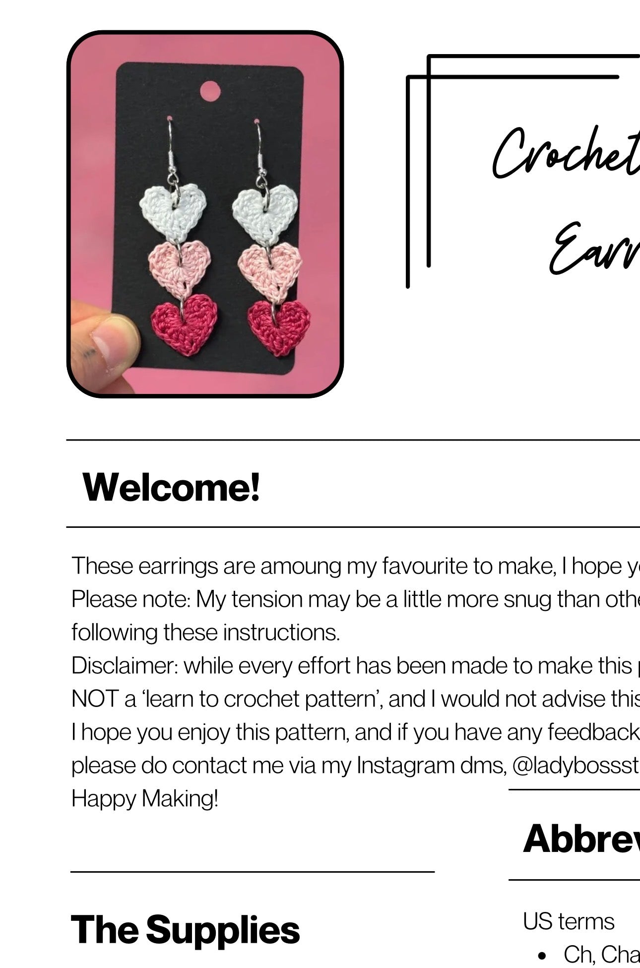 Heart Stack Earring [PDF Pattern only]