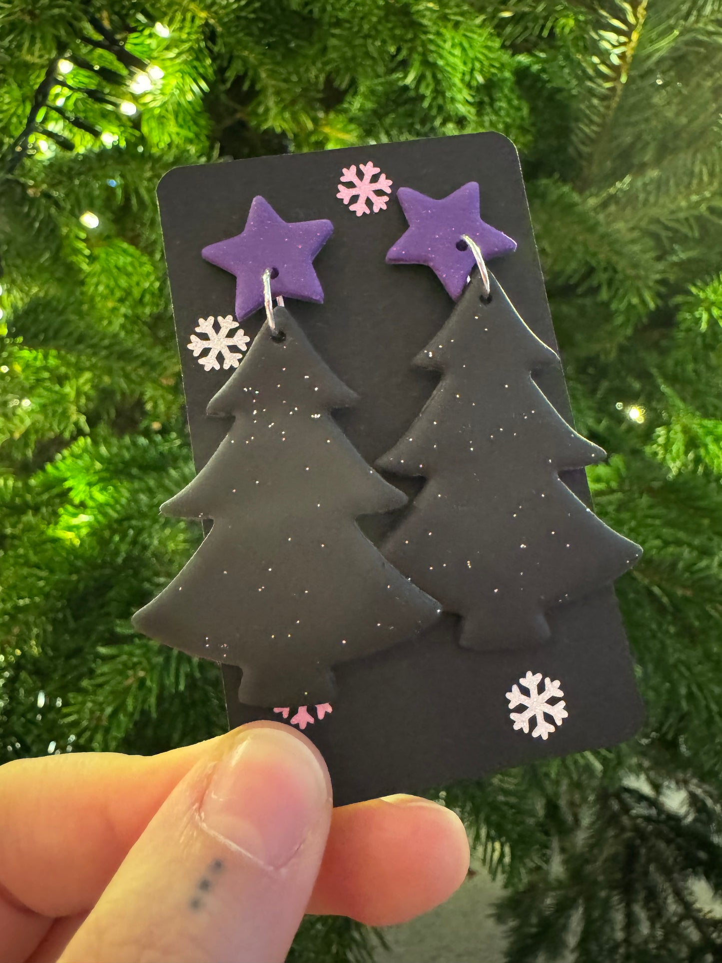 Alt glitter tree earrings