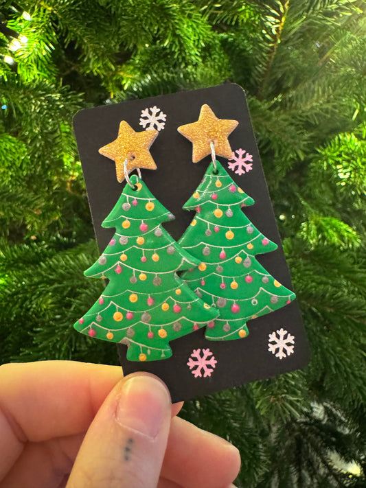 Decorated tree earrings