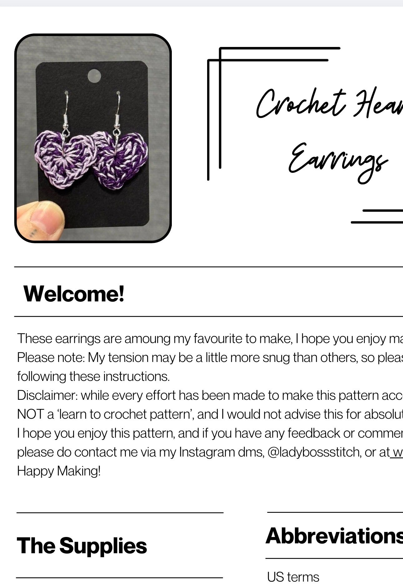 Two Tone Heart Earring [PDF Pattern only]
