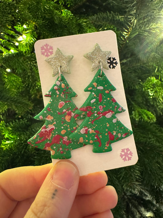 Messy tree earrings
