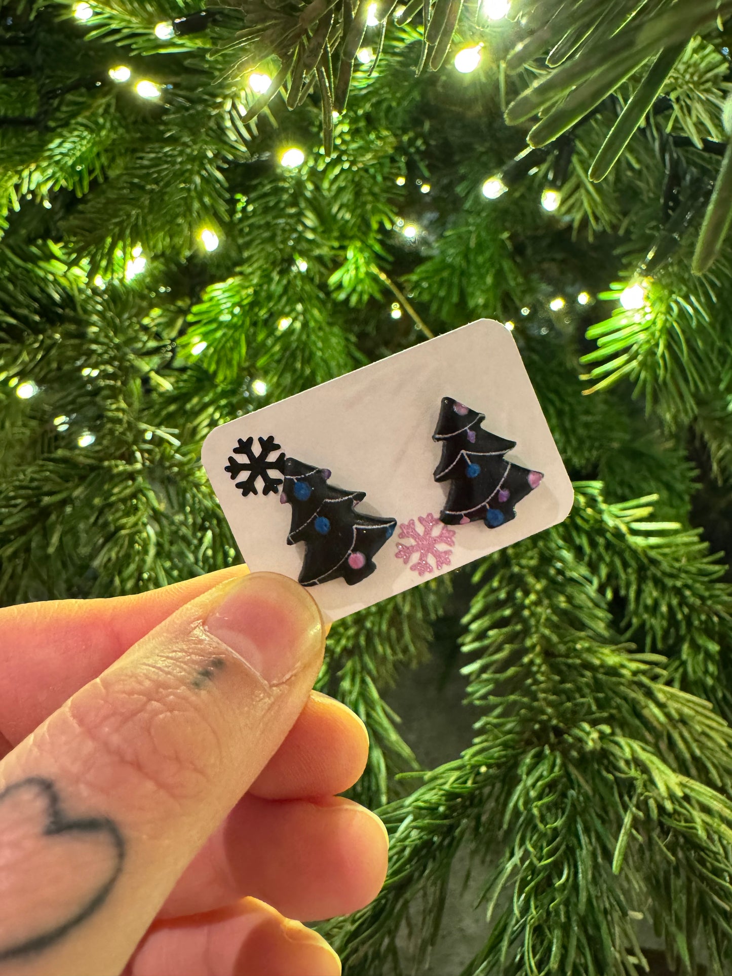 Alt decorated tree earrings