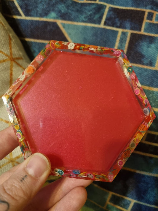 Red Hexagon Trinket Tray